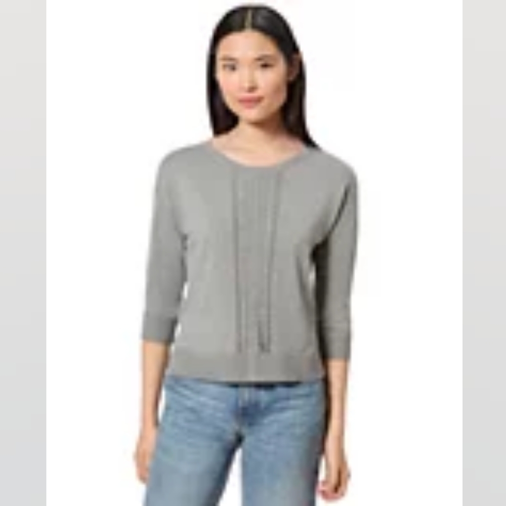 NWT - Melissa Paige Grey Scoop Neck Cable Knit Stripe Sweater - Size XL